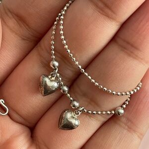 sterling silver heart anklet with bell🩷